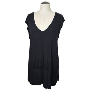 Bordeaux Black V Neck Lightweight Tunic Top M